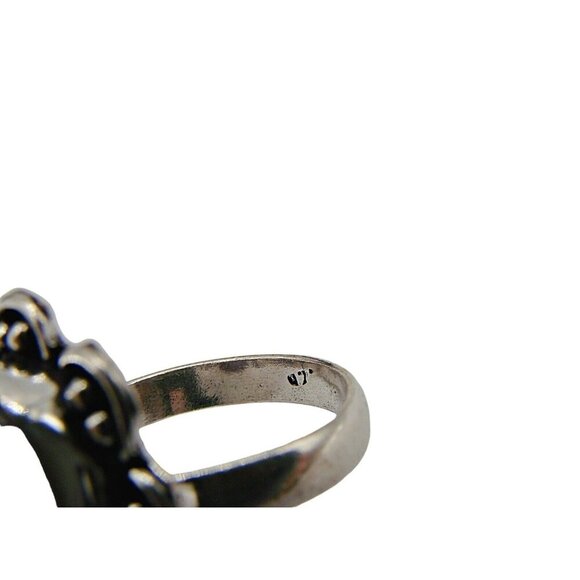 Amethyst Natural Stone Ring Sterling Silver Plated Birthstone Floral Frame 7.5 - Picture 7 of 10